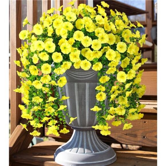 2 PCS Artificial Hanging Flowers Fake Plants Outdoor, Silk Morning Glory - Picture 1 of 8
